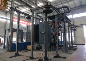 剛剛將一臺發(fā)往上海的懸鏈通過式拋丸機安裝完畢！大喜！